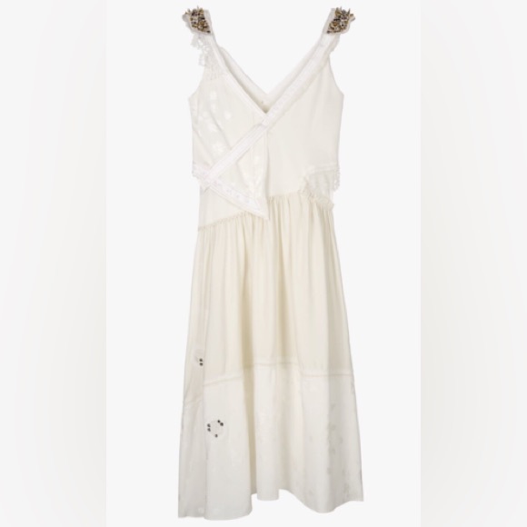 ZARA ATELIER OYSTER WHITE STUDDED BEADED DRESS LIMITED EDITION - Picture 5 of 11
